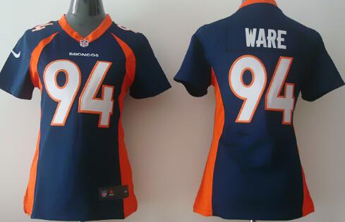 nike Denver Broncos 94 Ware blue women football Jerseys