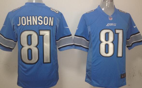 nike Detroit Lions 81 Calvin Johnson blue nfl game jerseys