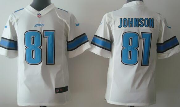 nike Detroit Lions 81 Calvin Johnson white kids youth football Jerseys