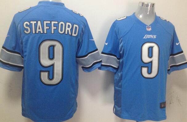 nike Detroit Lions 9 Matthew Stafford blue game Jersey