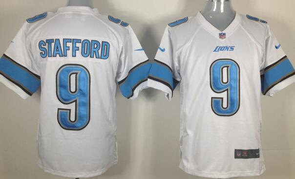 nike Detroit Lions 9 Matthew Stafford white nfl game Jersey