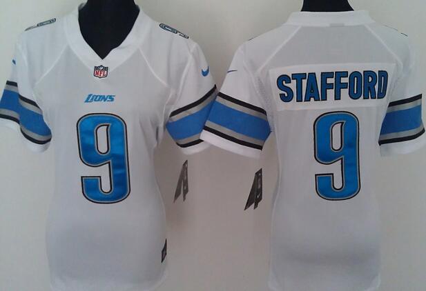 nike Detroit Lions 9 Matthew Stafford white women football Jerseys