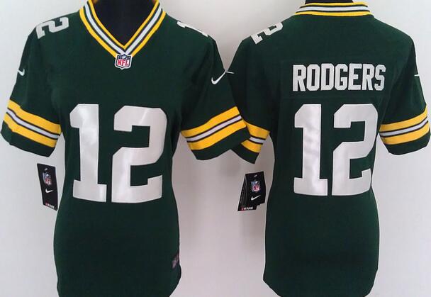 nike Green Bay Packers 12 Aaron Rodger green women football Jersey