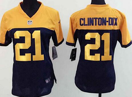 nike Green Bay Packers 21 Clinton-Dix yellow blue women football Jerseys