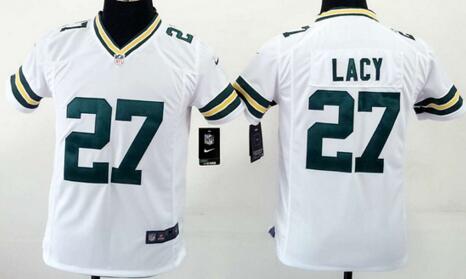 nike Green Bay Packers 27 Eddie Lacy white kids youth football Jerseys