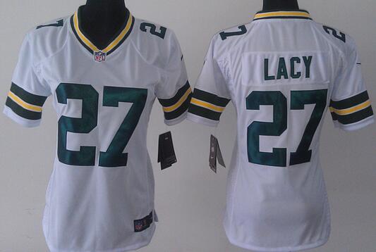 nike Green Bay Packers 27 Eddie Lacy white women football Jerseys