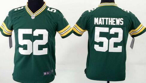 nike Green Bay Packers 52 Clay Matthews green kids youth football Jerseys