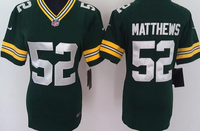 nike Green Bay Packers 52 Clay Matthews green women football Jerseys