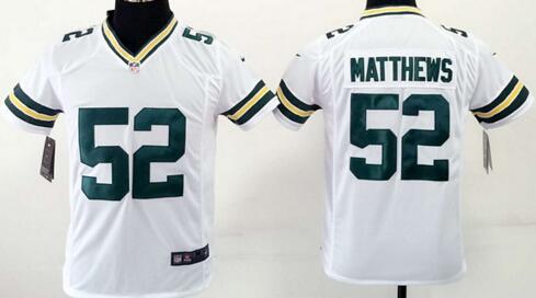 nike Green Bay Packers 52 Clay Matthews white kids youth football Jerseys