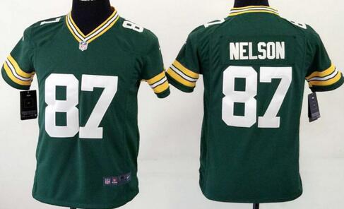 nike Green Bay Packers 87  Jordy Nelson green  kids youth football Jerseys