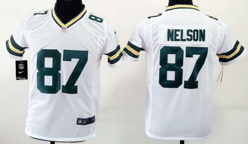 nike Green Bay Packers 87  Jordy Nelson white kids youth football Jerseys