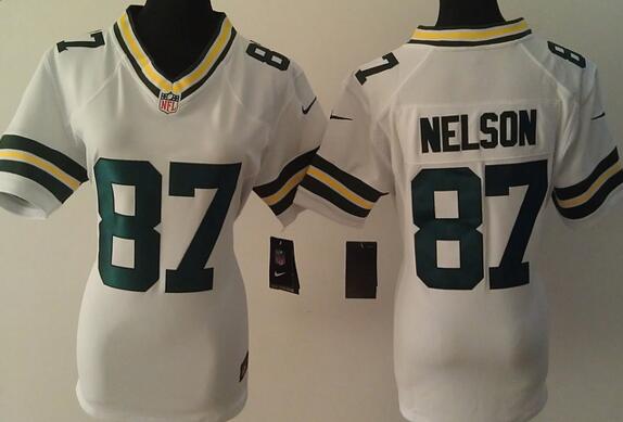 nike Green Bay Packers 87  Jordy Nelson white women football Jerseys
