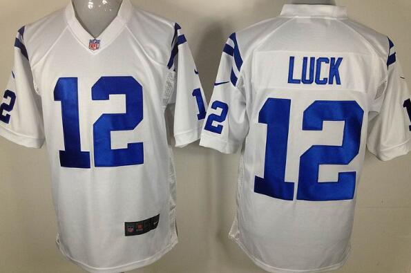 nike Indianapolis Colts 12 Andrew Luck white game jerseys