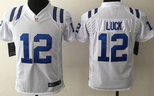 nike Indianapolis Colts 12 Andrew Luck white kids youth football Jerseys