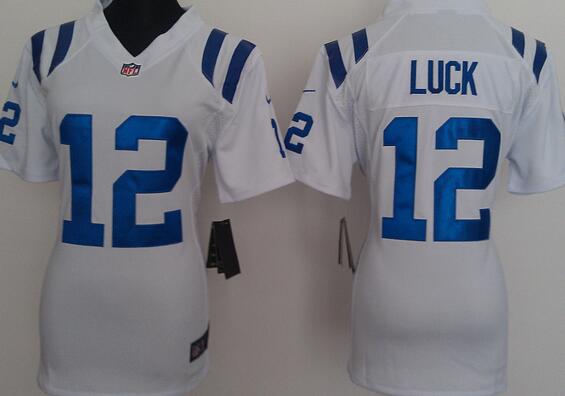 nike Indianapolis Colts 12 Andrew Luck white women football Jerseys