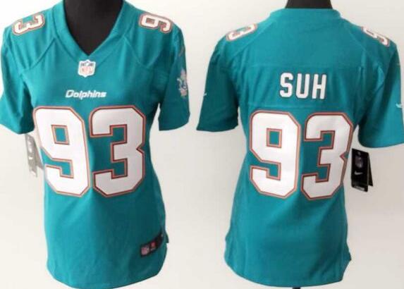 nike Miami Dolphins  93 Ndamukong Suh Green women football Jerseys