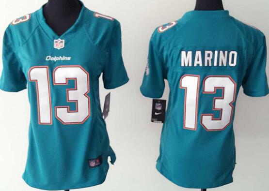 nike Miami Dolphins 13 Marino Green women football Jerseys