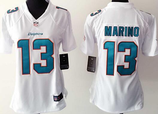 nike Miami Dolphins 13 Marino white women football Jerseys