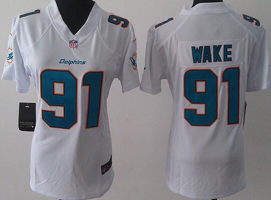 nike Miami Dolphins 91 Wake white women football Jerseys