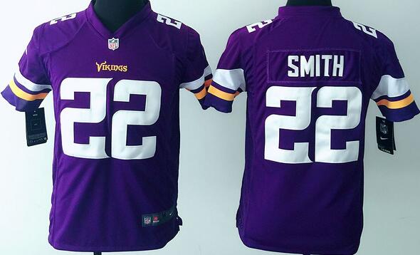 nike Minnesota Vikings  22 Smit purple kids youth football Jerseys