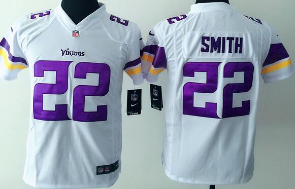 nike Minnesota Vikings  22 Smit white kids youth football Jerseys