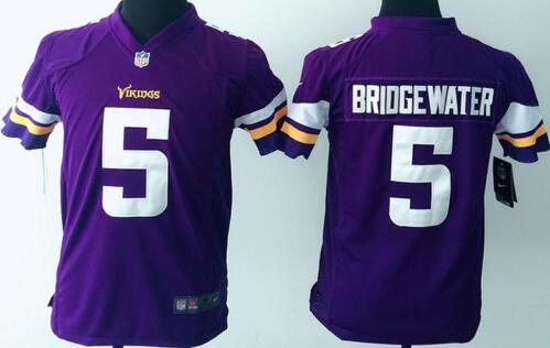 nike Minnesota Vikings 5 Teddy Bridgewater purple kids youth football Jerseys