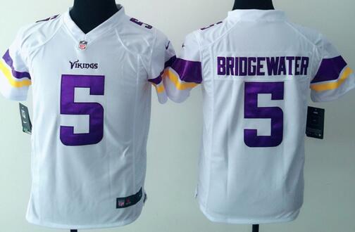 nike Minnesota Vikings 5 Teddy Bridgewater white kids youth football Jerseys