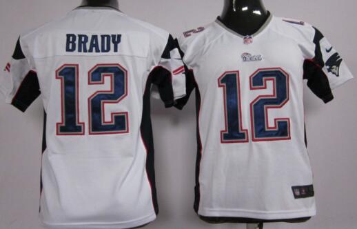 nike New England Patriots 12 Tom Brady white kids youth football Jerseys
