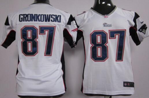 nike New England Patriots 87 Rob Gronkowski  white kids youth football Jerseys