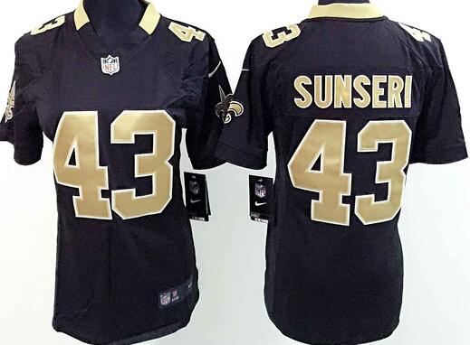 nike New Orleans Saints 43 Vinnie Sunseri black women football Jerseys