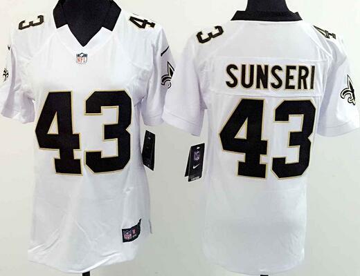 nike New Orleans Saints 43 Vinnie Sunseri white women football Jerseys