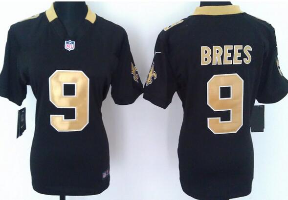 nike New Orleans Saints 9 Drew Brees black women football Jerseys