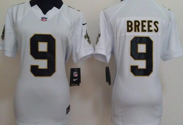 nike New Orleans Saints 9 Drew Brees white women football Jerseys
