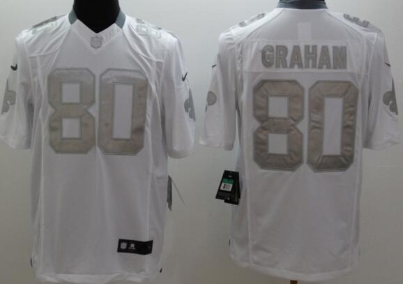 nike New Orleans Saints GRAHAM 80 Platinum White Limited Jerseys