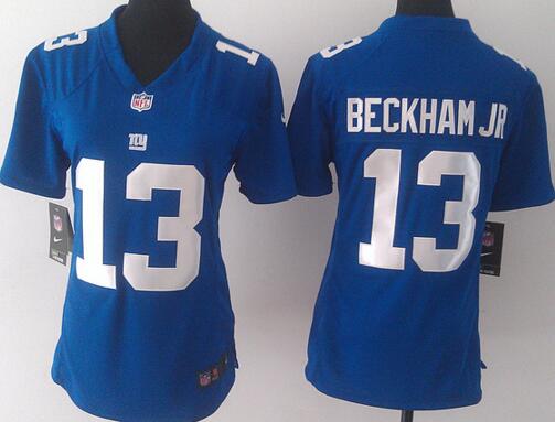nike New York Giants 13 Odell Beckham Jr blue women football Jerseys