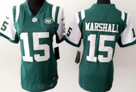 nike New York Jets 15 Brandon Marshall green women nfl football jersey