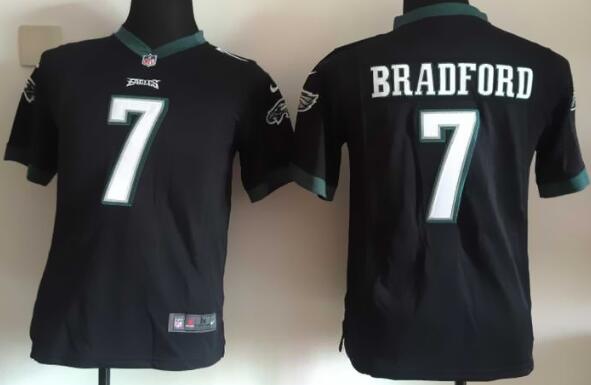 nike Philadelphia Eagles 7 Sam Bradford black kids youth football Jerseys