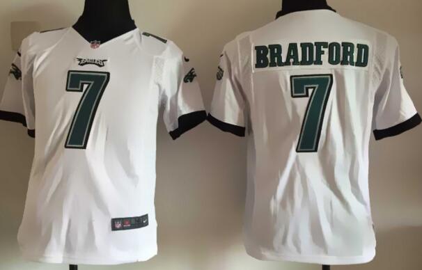 nike Philadelphia Eagles 7 Sam Bradford white kids youth football Jerseys