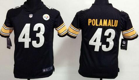 nike Pittsburgh Steelers 43 Troy Polamalu black kids youth football Jerseys