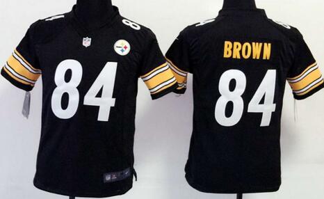 nike Pittsburgh Steelers 84 Antonio Brown black kids youth football Jerseys