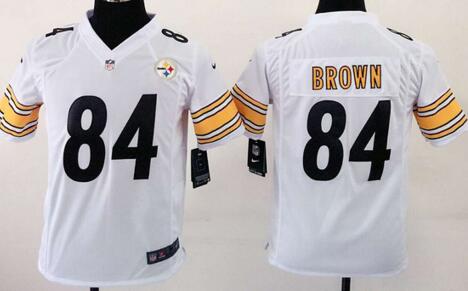 nike Pittsburgh Steelers 84 Antonio Brown white kids youth football Jerseys