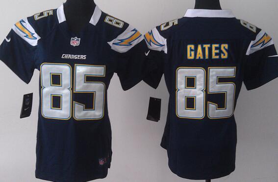 nike San Diego Chargers  85 Antonio Gates blue women football Jerseys