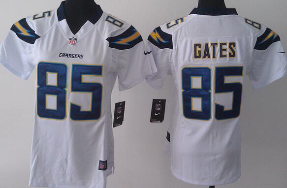 nike San Diego Chargers  85 white women football Jerseys