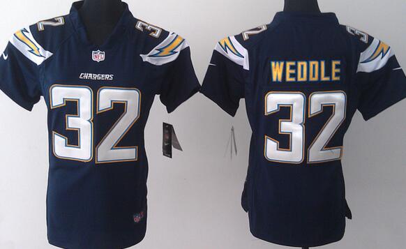 nike San Diego Chargers 32 WEDDLE blue women football Jerseys