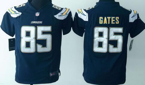 nike San Diego Chargers 85 Antonio Gates blue kids youth football Jerseys