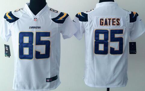 nike San Diego Chargers 85 Antonio Gates white kids youth football Jerseys