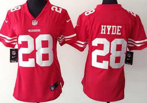 nike San Francisco 49ers 28 Carlos Hyde red women football Jerseys