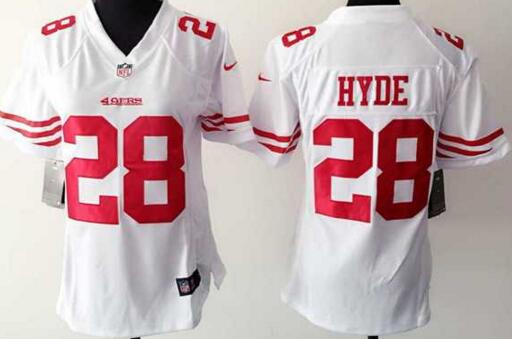 nike San Francisco 49ers 28 Carlos Hyde white women football Jerseys