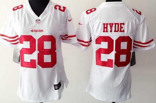 nike San Francisco 49ers 28 Carlos Hyde white women football Jerseys