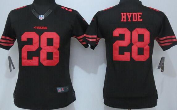 nike San Francisco 49ers 28 Hyde black women football Jerseys